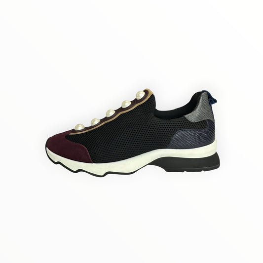 FENDI Mesh Pearl Technical Slip-On Sneakers Size 37