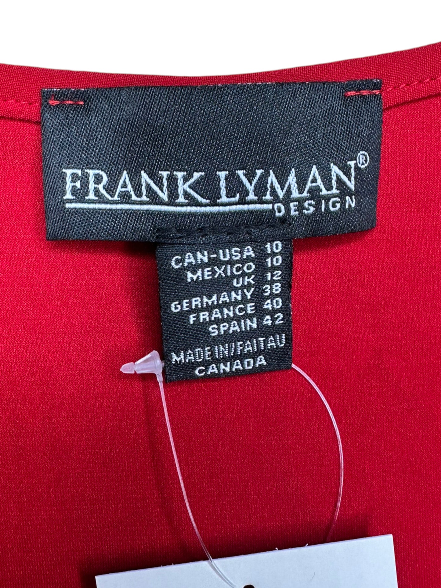 FRANK LYMAN Red Swoop Neck Knit Blouse Size 10