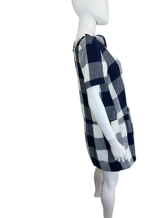 Maeve Navy And White Check Dress Size S