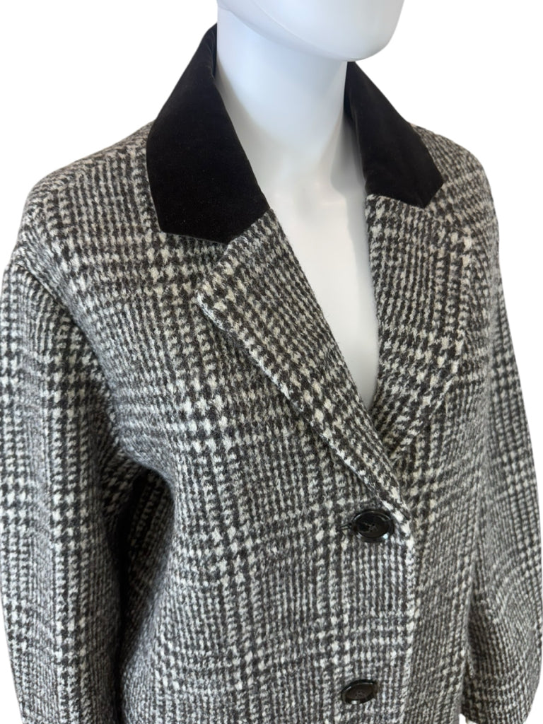 DOEN 100% Virgil Wool Houndstooth Check Dover Coat Size XS