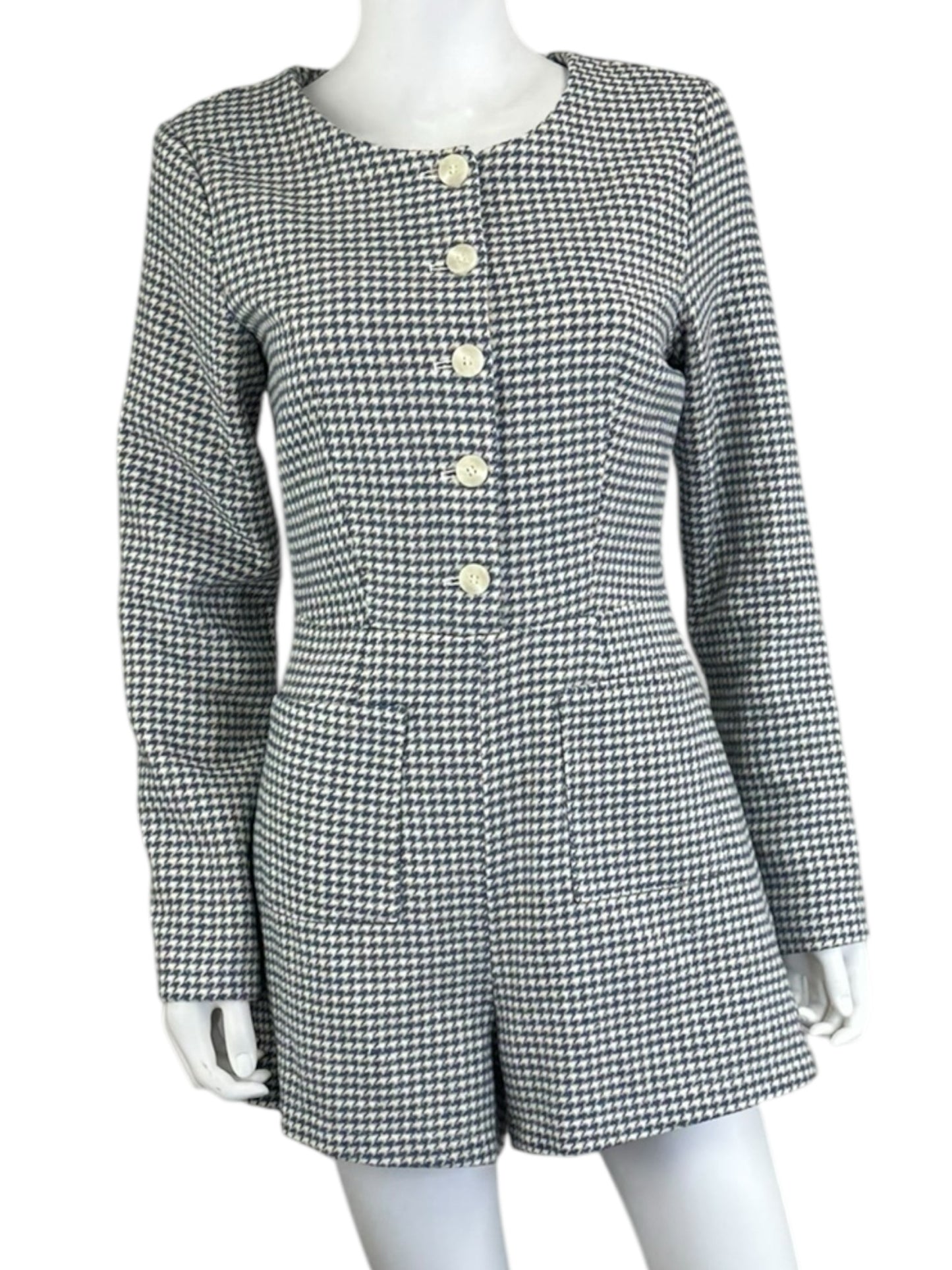 Sage The Label NWT Blue Houndstooth Journaling Romper Size S