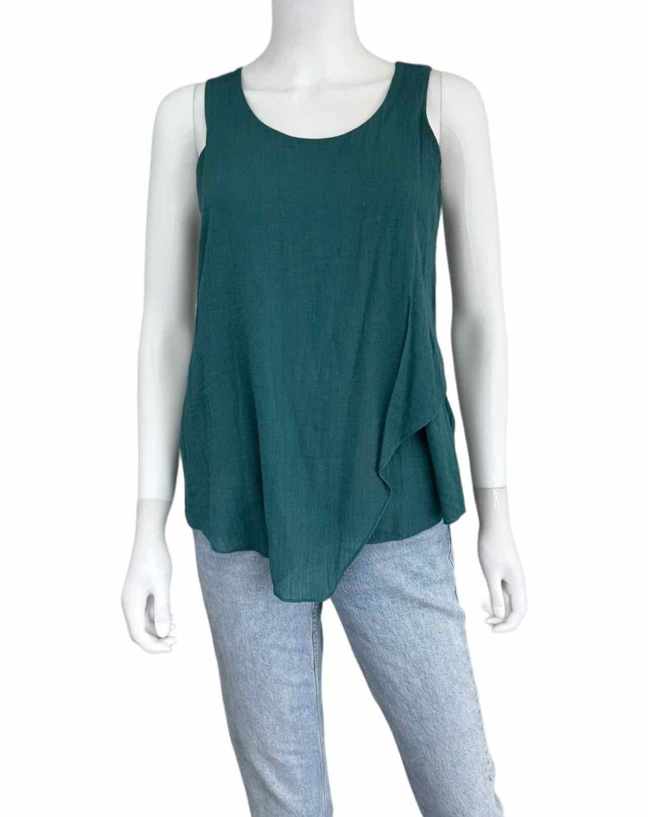 NIC & ZOE Teal Asymmetrical Hem Tank Size S