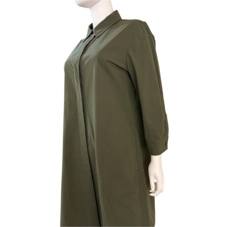 Lafayette 148 New York Olive Peggy Shirt Dress Size L
