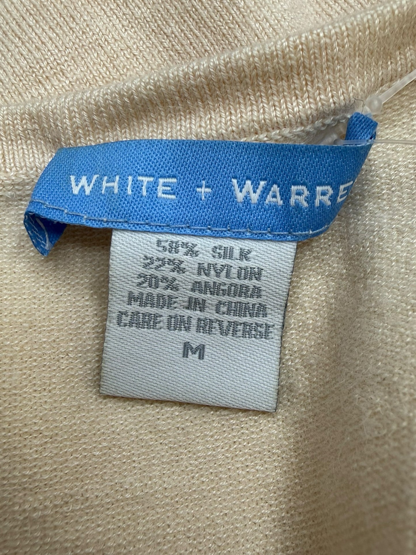 WHITE + WARREN Cream Sequined Silk Tank Size M