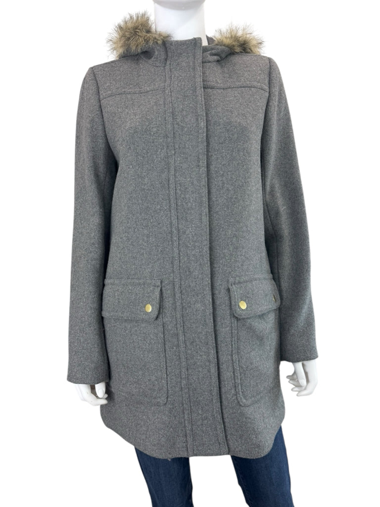 J. Crew Gray Vail Wool Blend Hooded Parka Size 10
