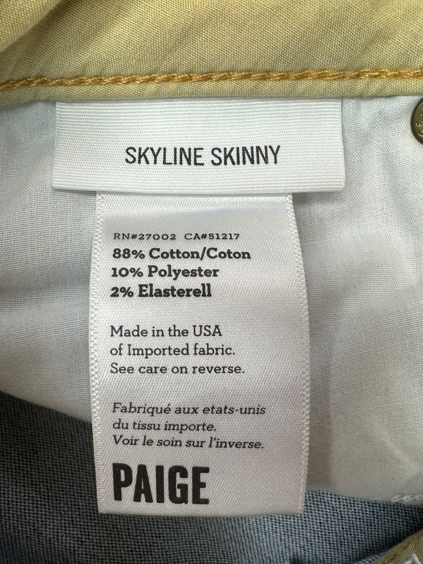 PAIGE Blue Skyline Skinny Jeans Size 27