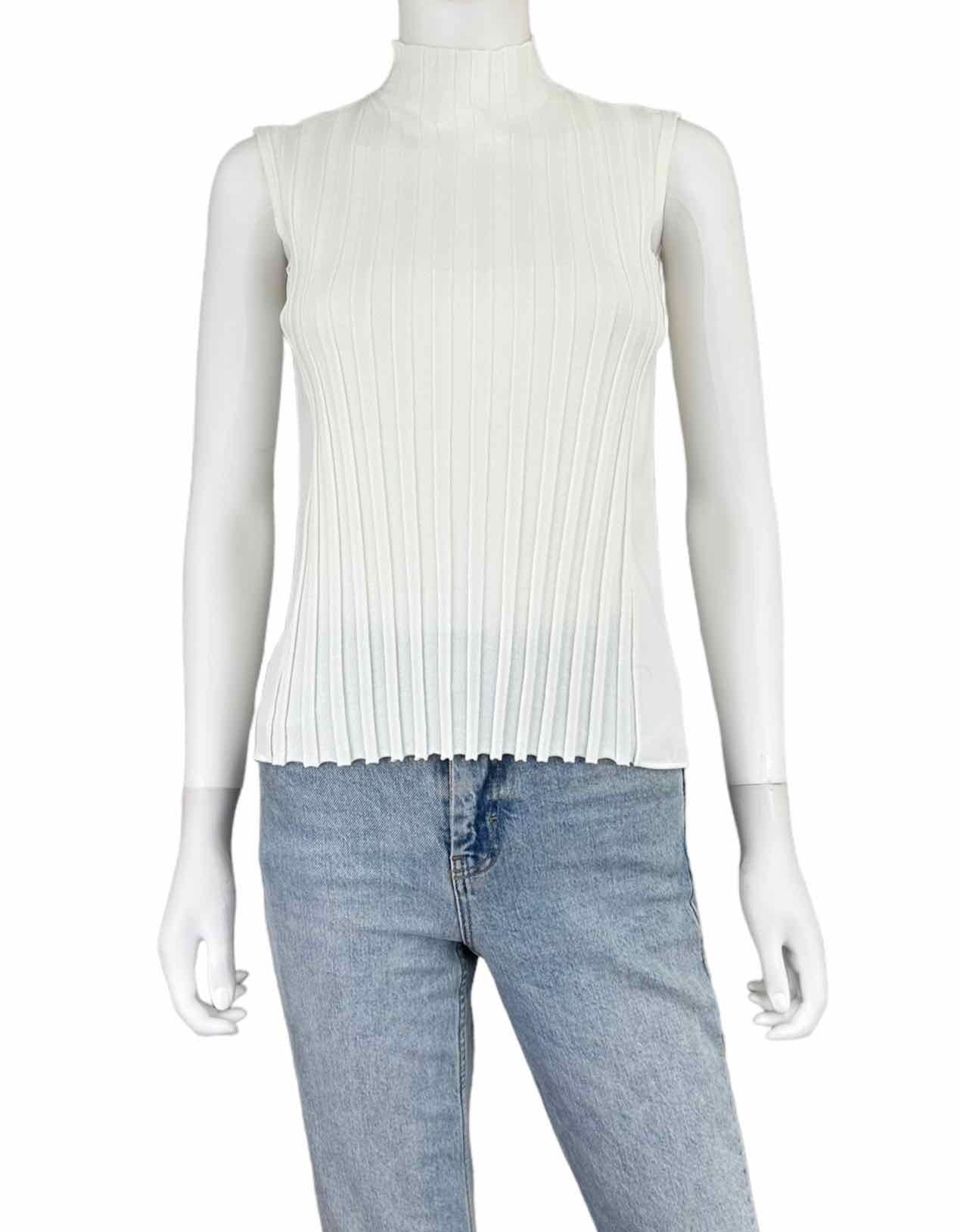 vince. White Ribbed Mock Neck Shell Size XS