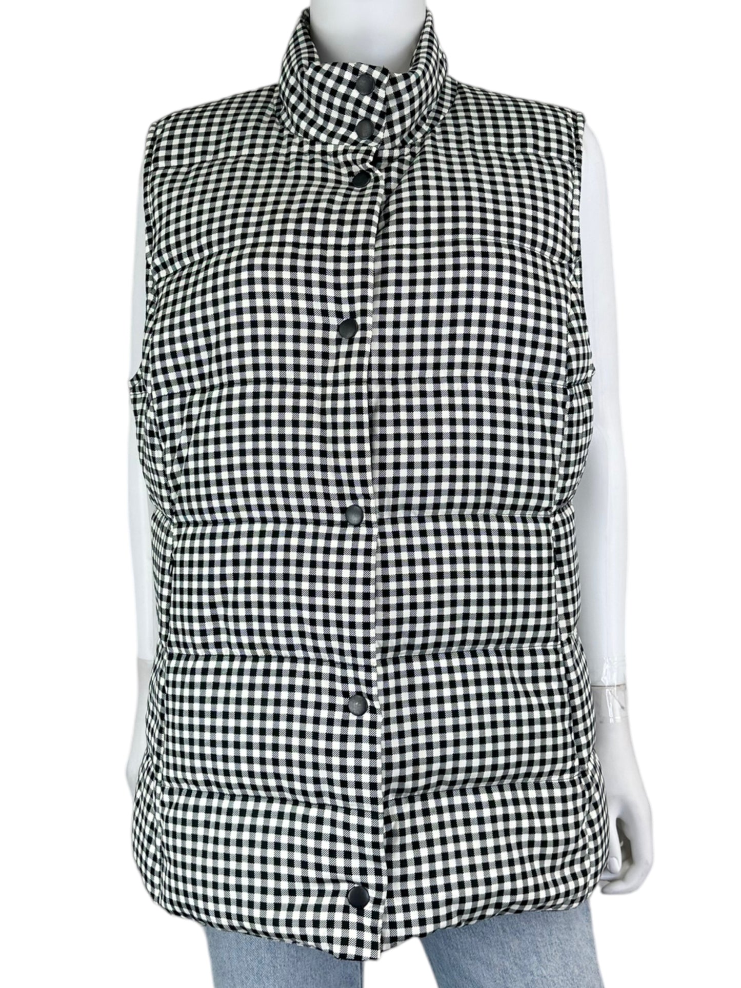 J. Jill Black and White Check Puffer Vest Size L