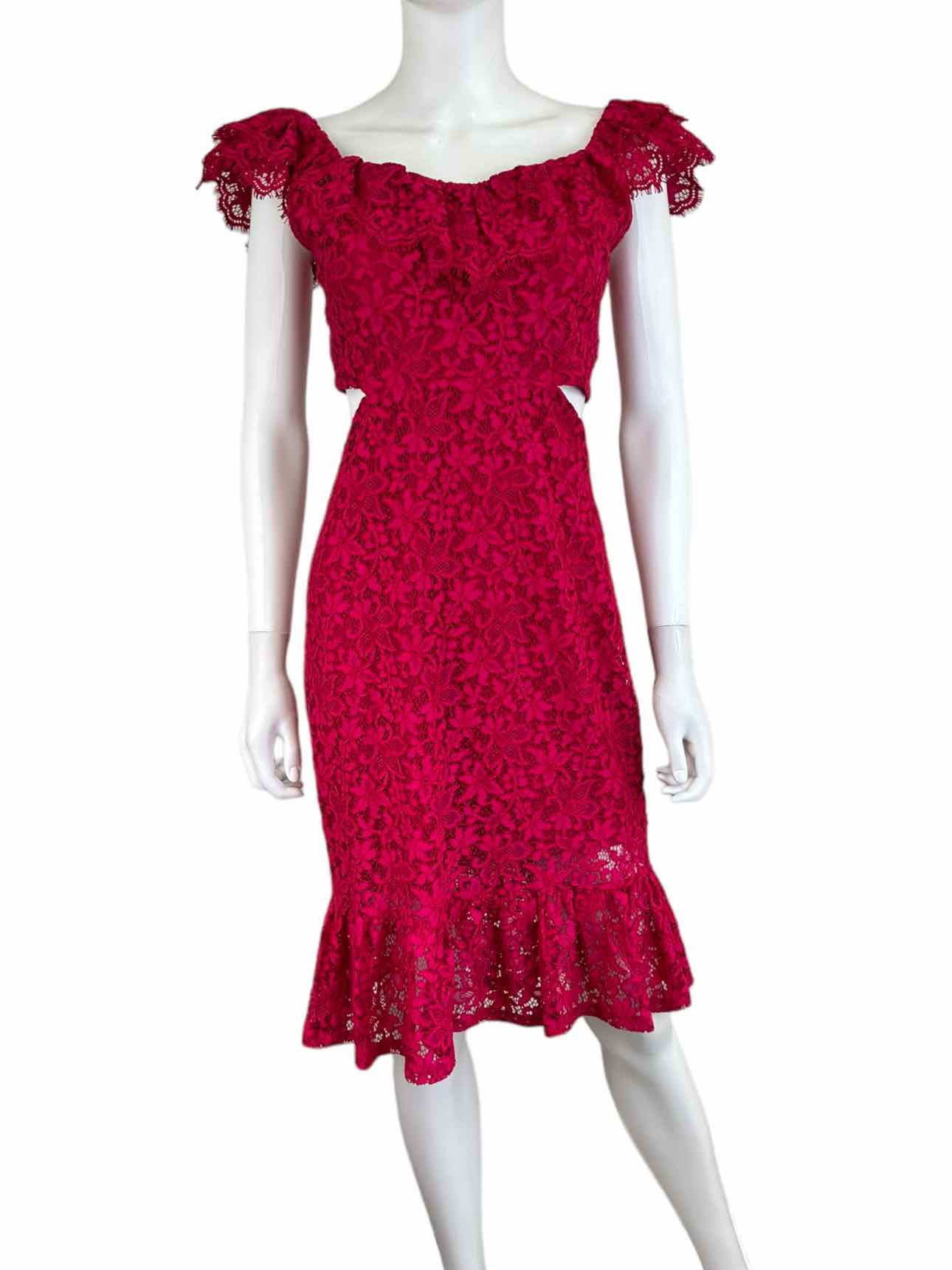 EXPRESS Magenta Lace Midi Dress Size S