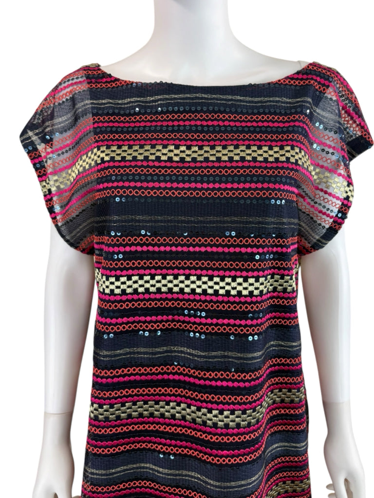 TRINA TURK Multicolor Embroidered & Sequin Mini Dress Size 14