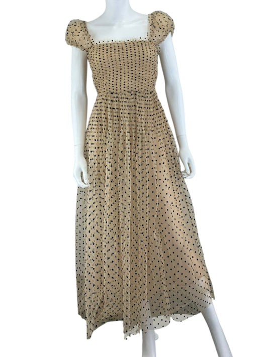 DOEN Brown and Black Polka Dot 'Pamelina' Maxi dress Size XS