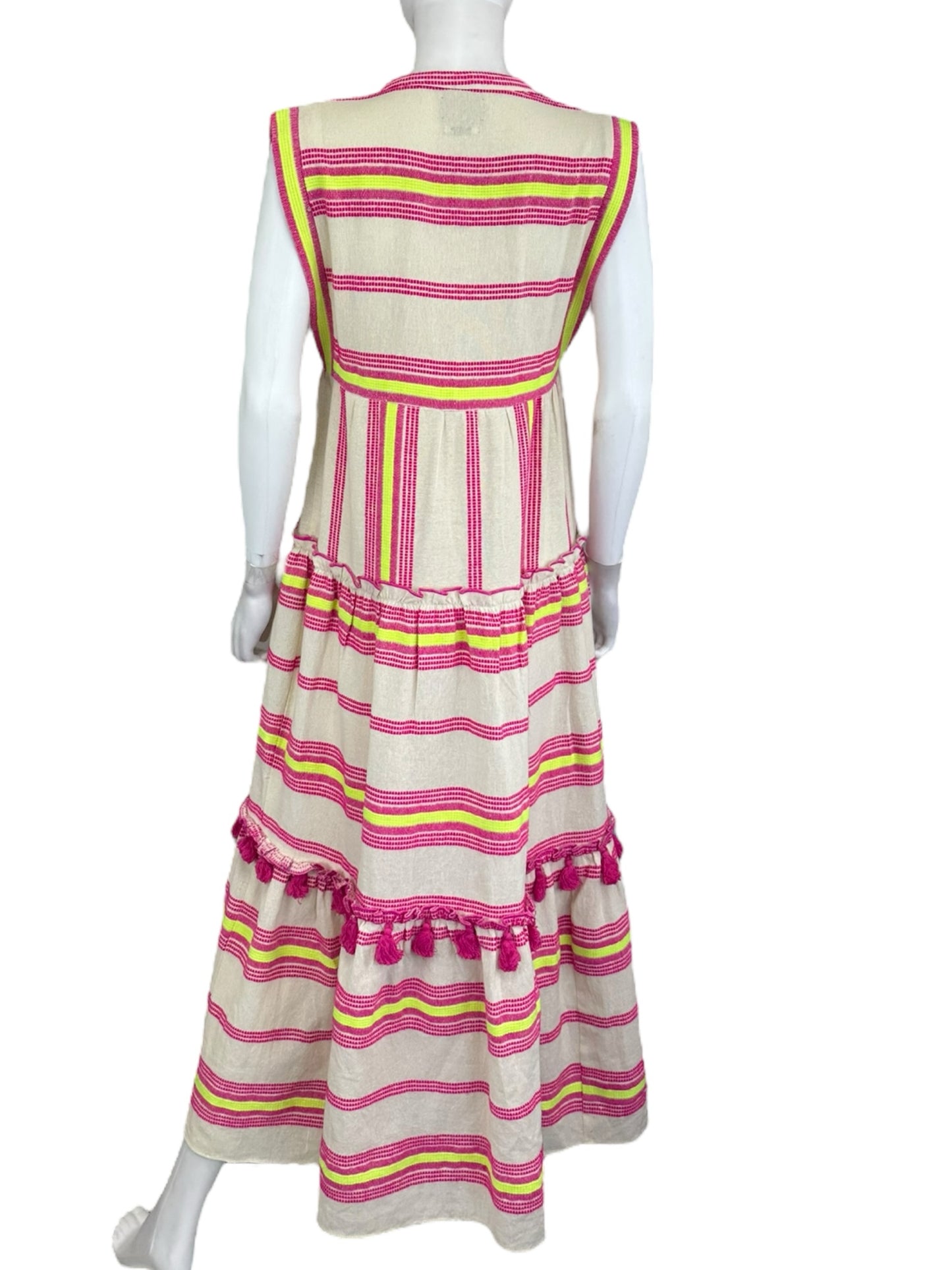 Saylor Yellow and Pink Casual Dress Size S Tall