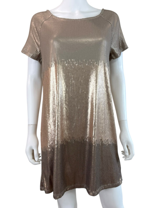 Free People Drenched In Sequins Ombre Rose Gold Mini Dress Size S