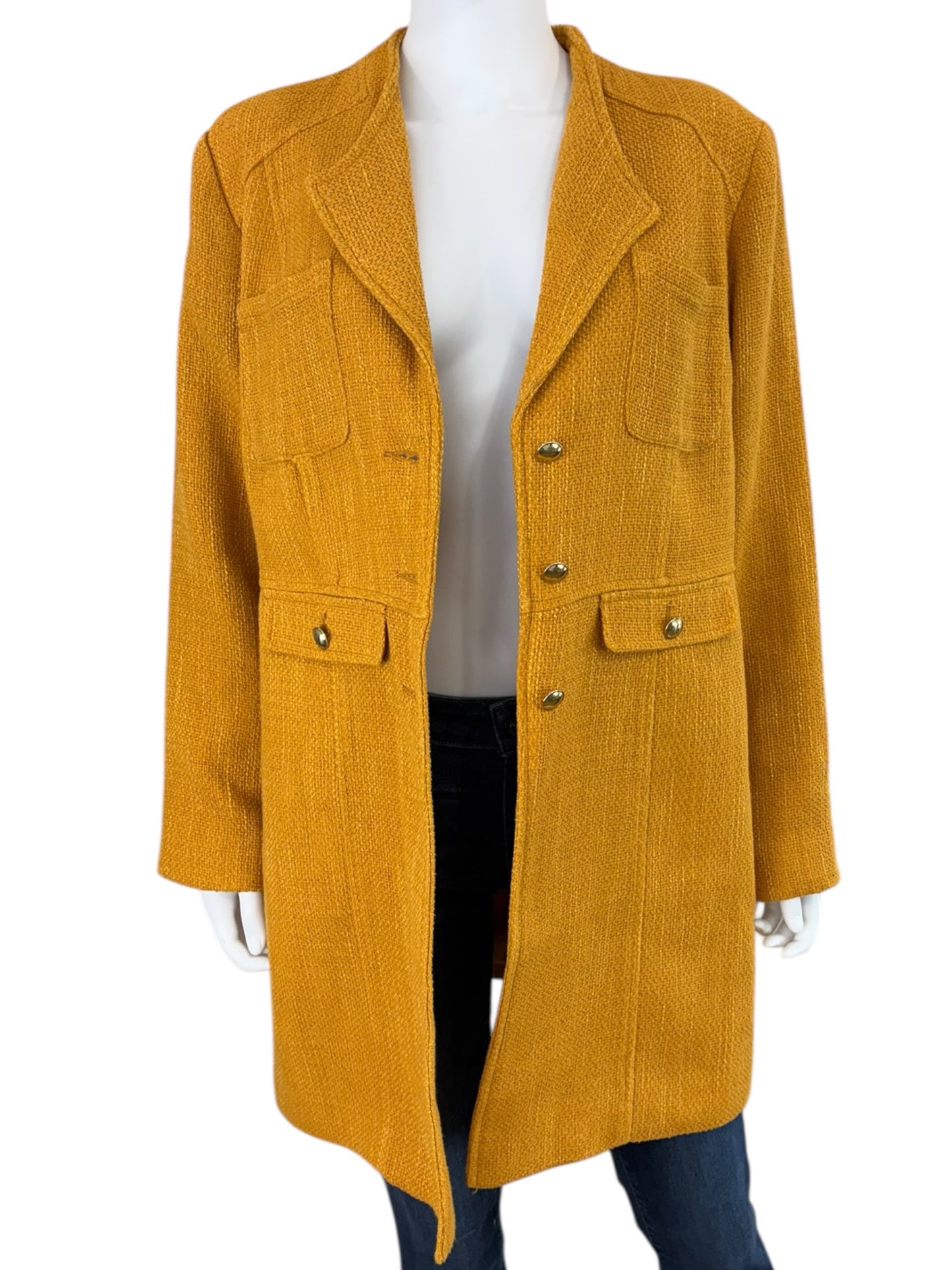 Chico's Yellow Cotton Coat Size L