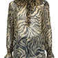 Johnny Was JADE Zebra Print Blouse Size M