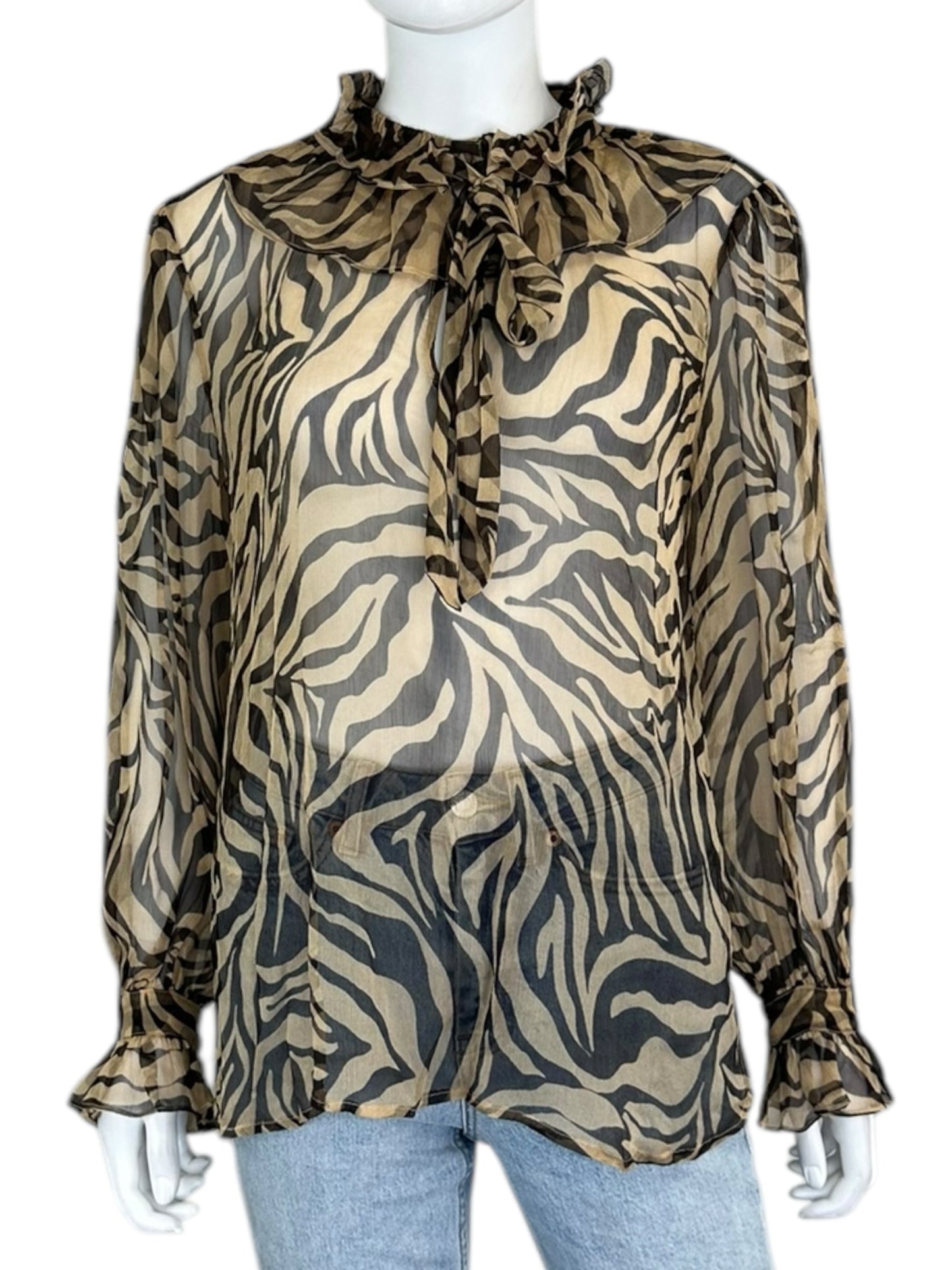Johnny Was JADE Zebra Print Blouse Size M