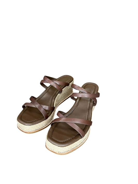 Paige Brown Leather Wedges Size 9.5