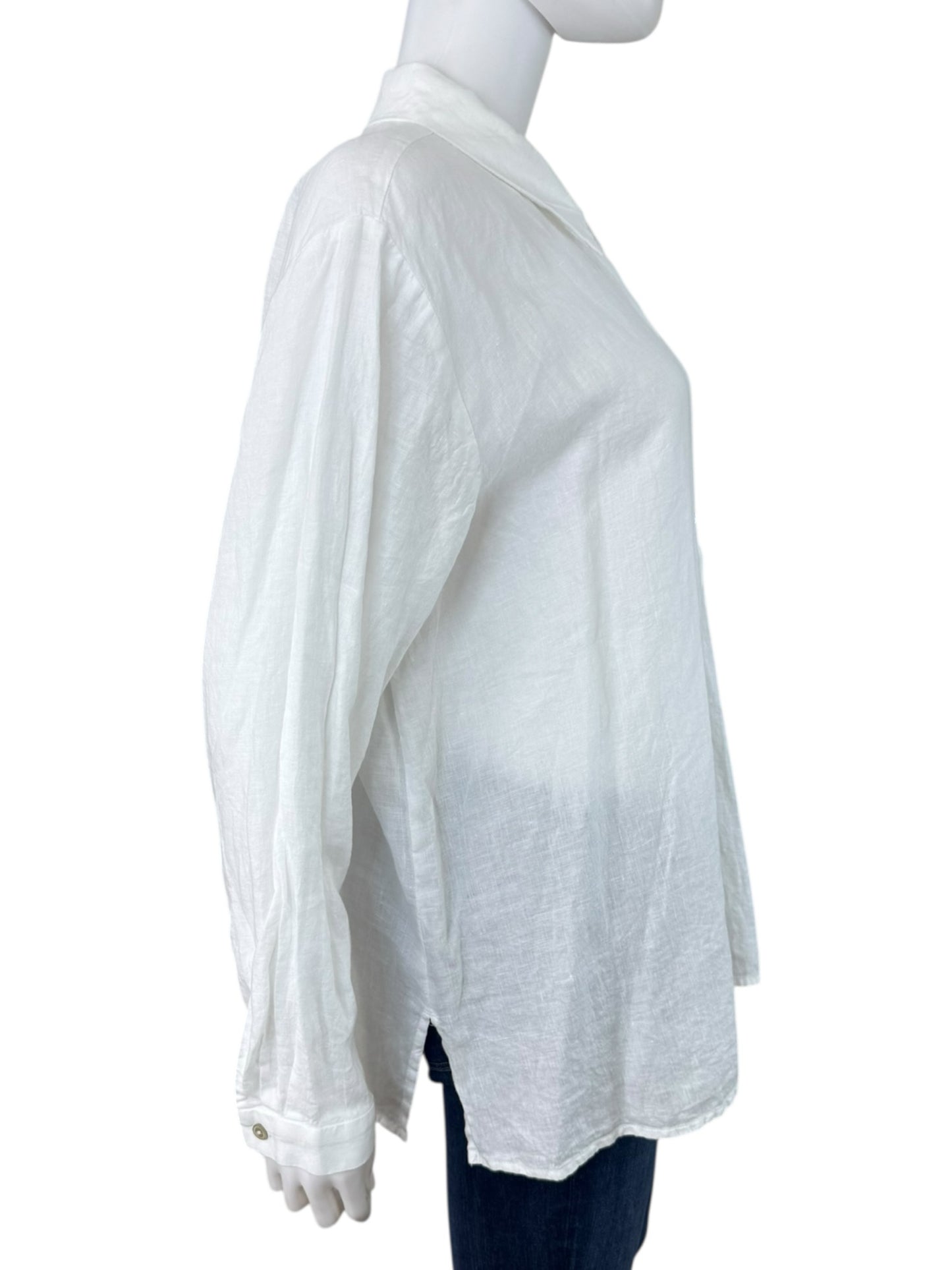 EILEEN FISHER NWT White 100% Linen Button-Down Shirt Size 1X