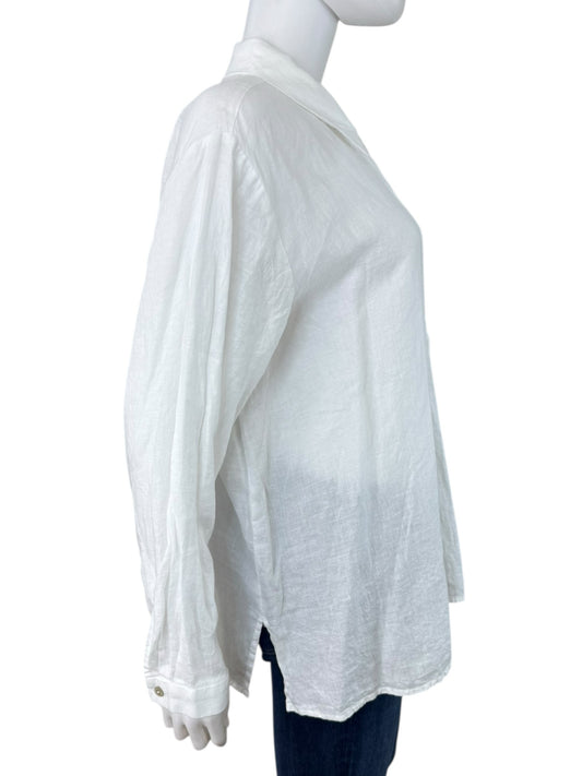 EILEEN FISHER NWT White 100% Linen Button-Down Shirt Size 1X
