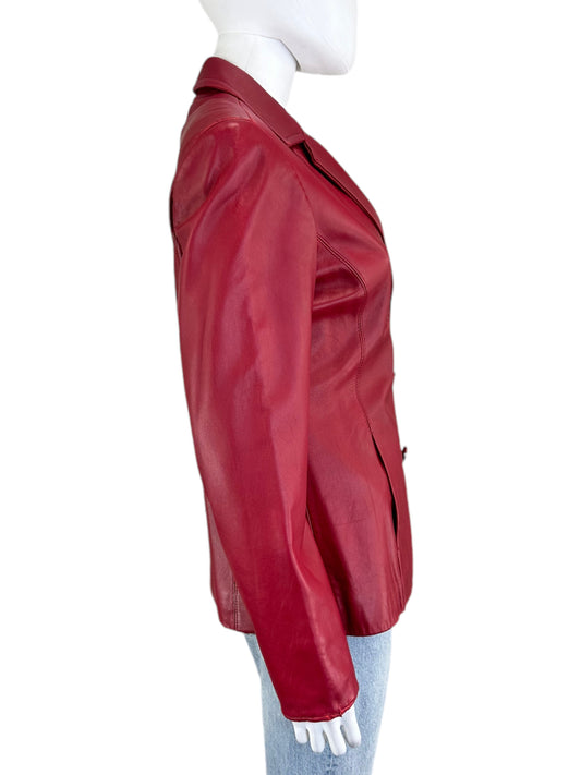 Casual Corner Red Leather Jacket Size S