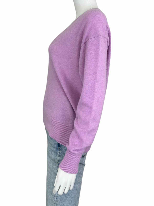 WHITE + WARREN Purple 100% Cashmere V-Neck Sweater Size M