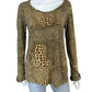 Norma Kamali Brown Leopard Print Knit Top Size L