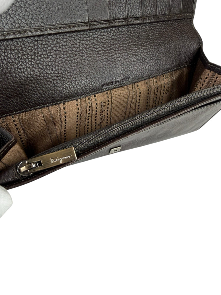 Salvatore Ferragamo Brown Leather Vara Ribbon Wallet