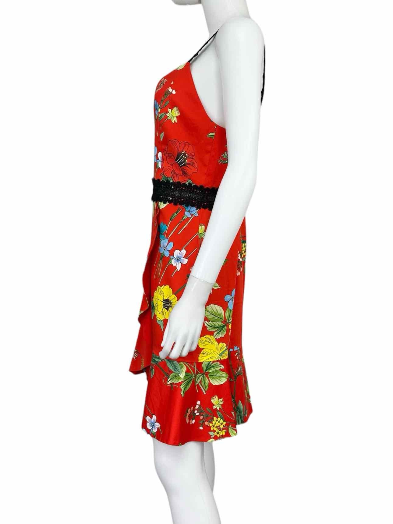 alice & olivia NWT Red Floral Print Cocktail Dress Size 8