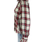 KOCH Red Plaid Ruffle Trim Size S  Button-Down Shirt