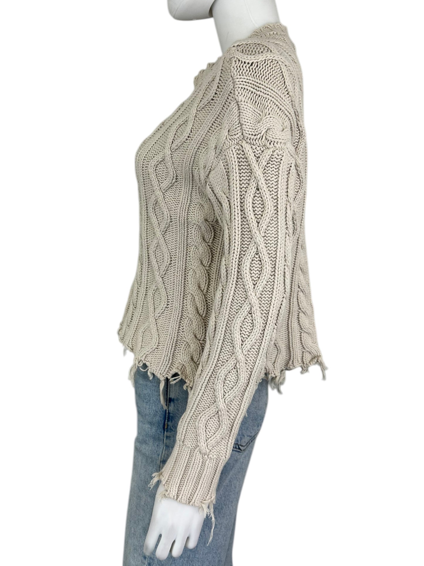 PISTOLA Cream Cable Knit Distressed Sweater Size XS