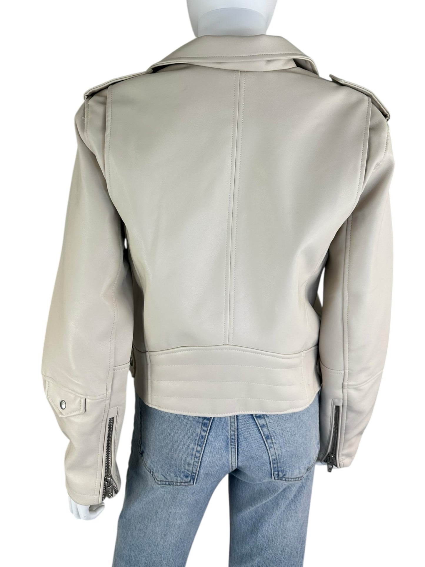 BLANK NYC NWT Cream Vegan Leather Moto Jacket Size M