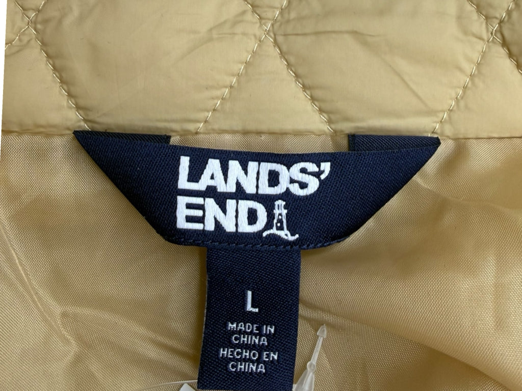 LANDS' END Tan Quilted Puffer Vest Size L