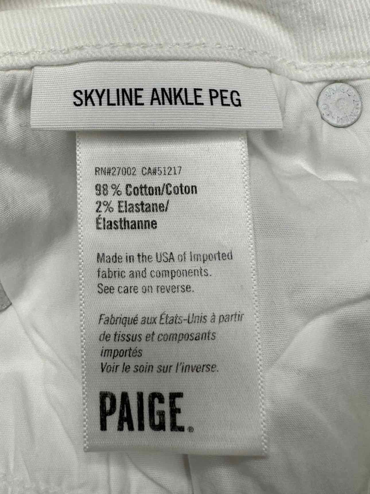 PAIGE NWT White Skyline Ankle Peg Jean Size 24