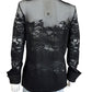 Anne Fontaine Black Lace Button-down Shirt Size XL