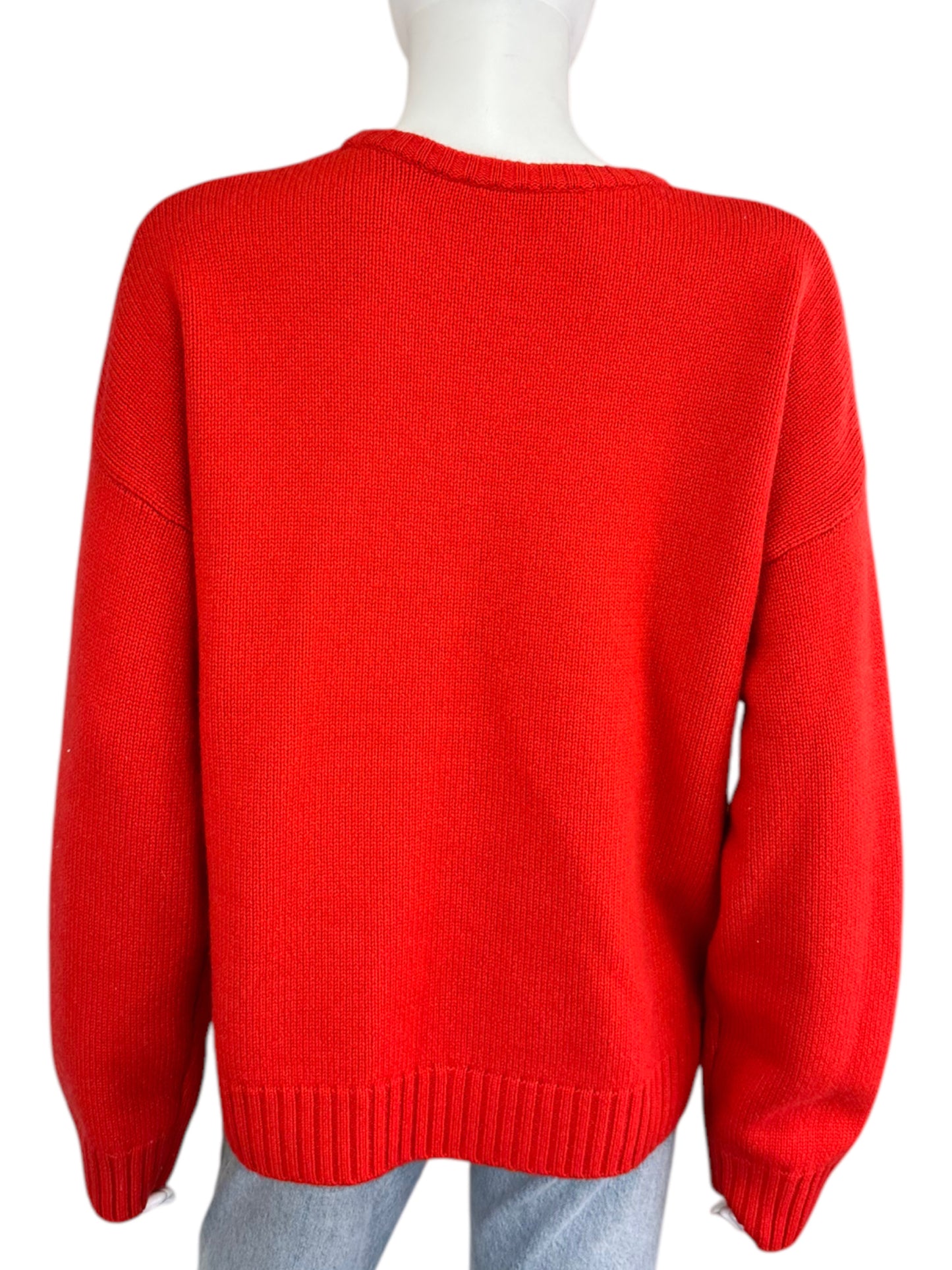 stateside Anthropologie Red Cashmere Sweater With White Pocket NWT Size M