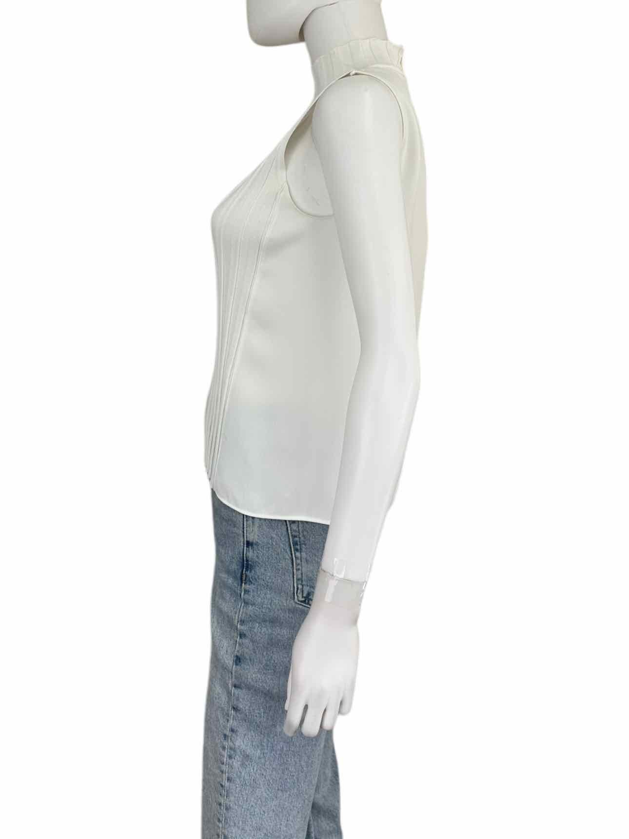 vince. White Ribbed Mock Neck Shell Size XS