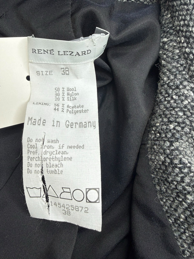 Rene Lezard Black Tweed Wool Blazer Size 38