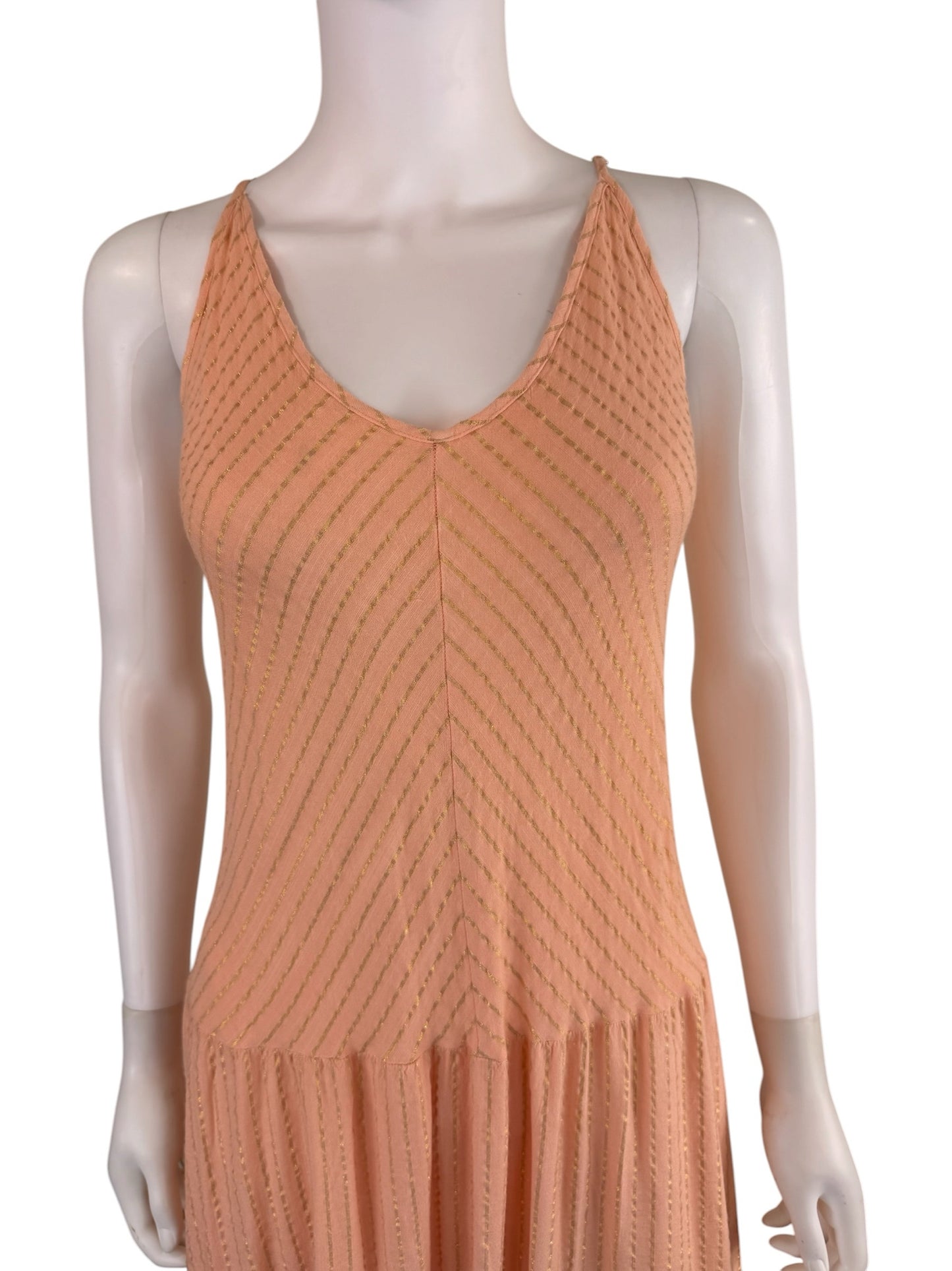 Self Contrast Peach Striped Maxi Sundress Size S