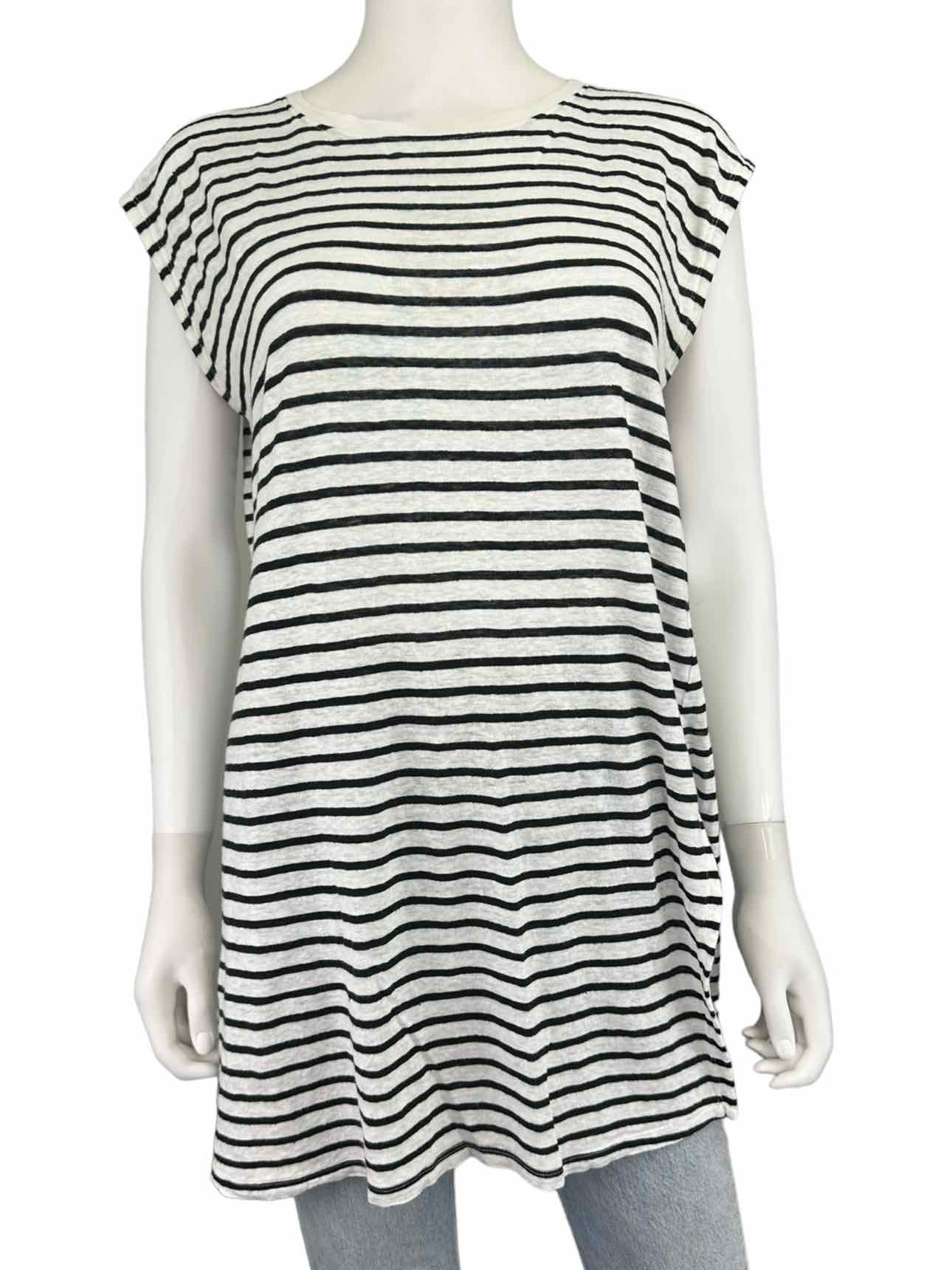 EILEEN FISHER Striped 100% Organic Linen Top Size XS