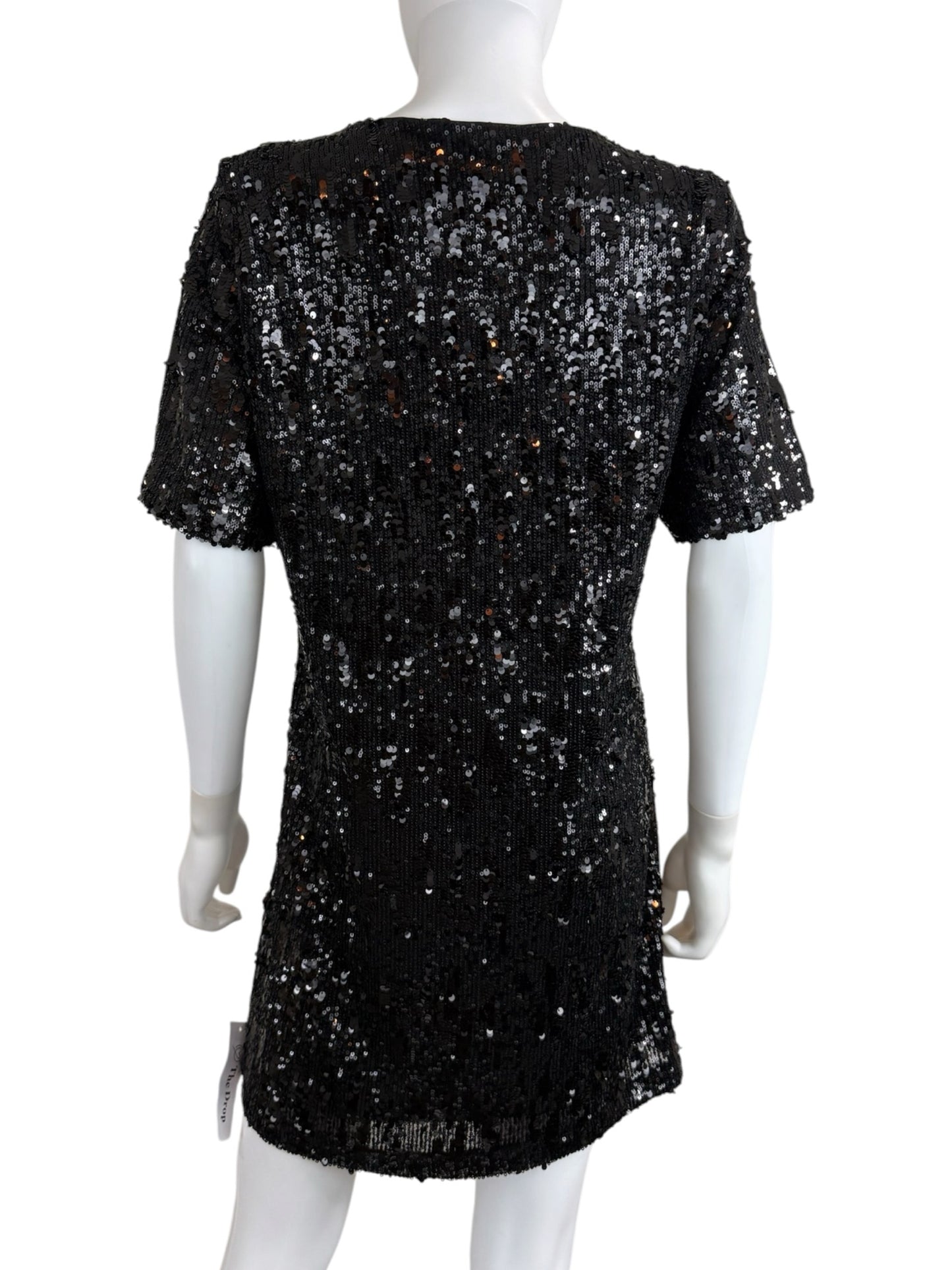 the drop NWT Black Sequined Mini Cocktail Dress Size M