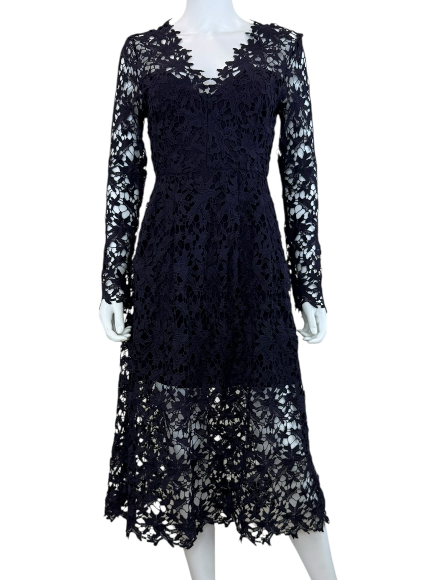 Astr Navy Blue Crochet Lace Cocktail Dress Size S