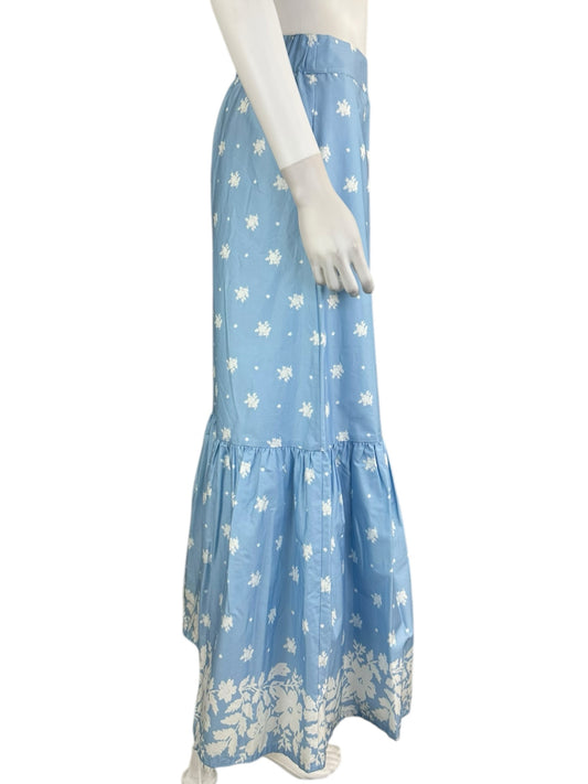 MASON'S DAUGHTER 100% Cotton Blue Polka Dot Maxi Skirt Size S