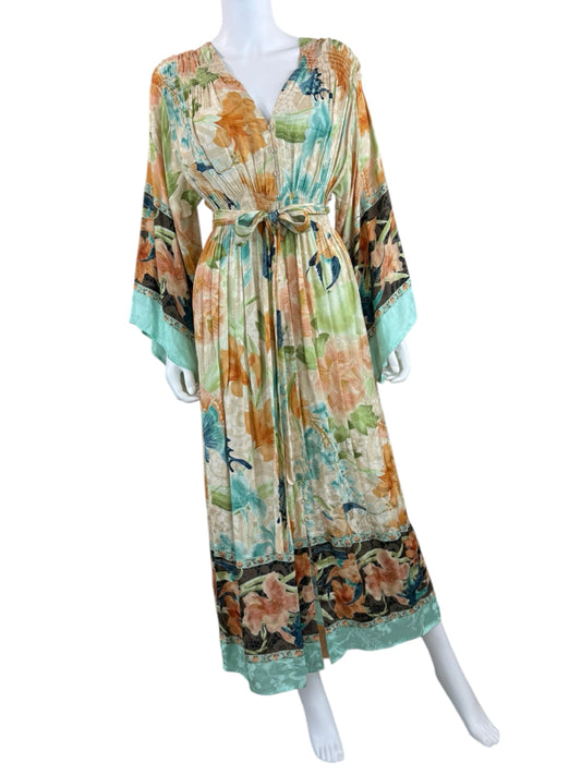 Spell Multicolor Floral Button-Down Maxi Dress Size XS