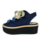 FENDI Blue Denim Lace-Up Platform Sandal Size 6.5