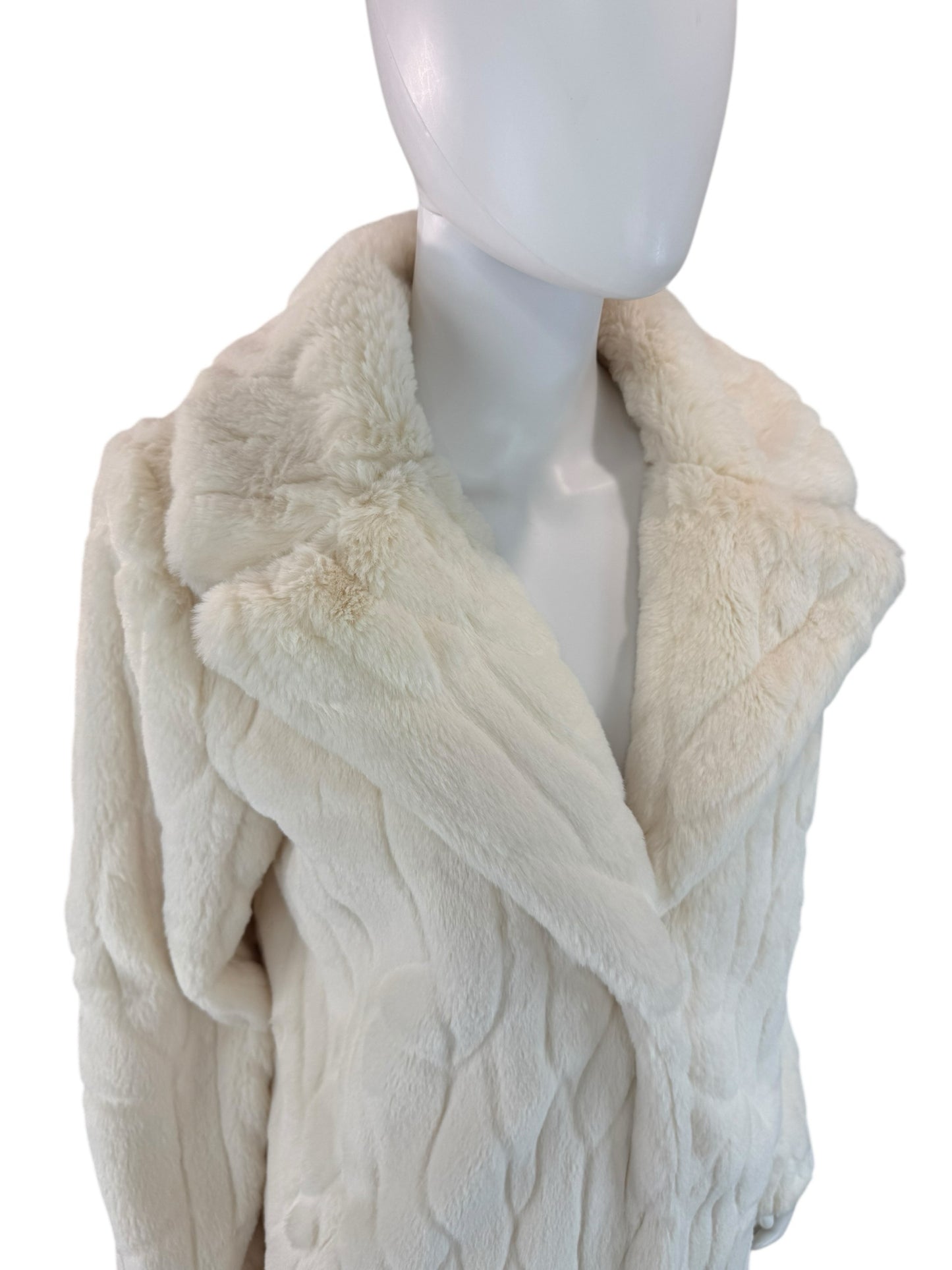 Rachel Zoe Cream Faux Fur Coat Size M