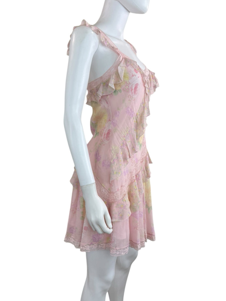 LOVE SHACK FANCY NWT Pink Floral Print Serima Dress Size XS