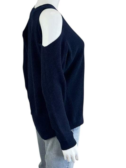 MILLY Navy 100% Cashmere Cold Shoulder Sweater Size S