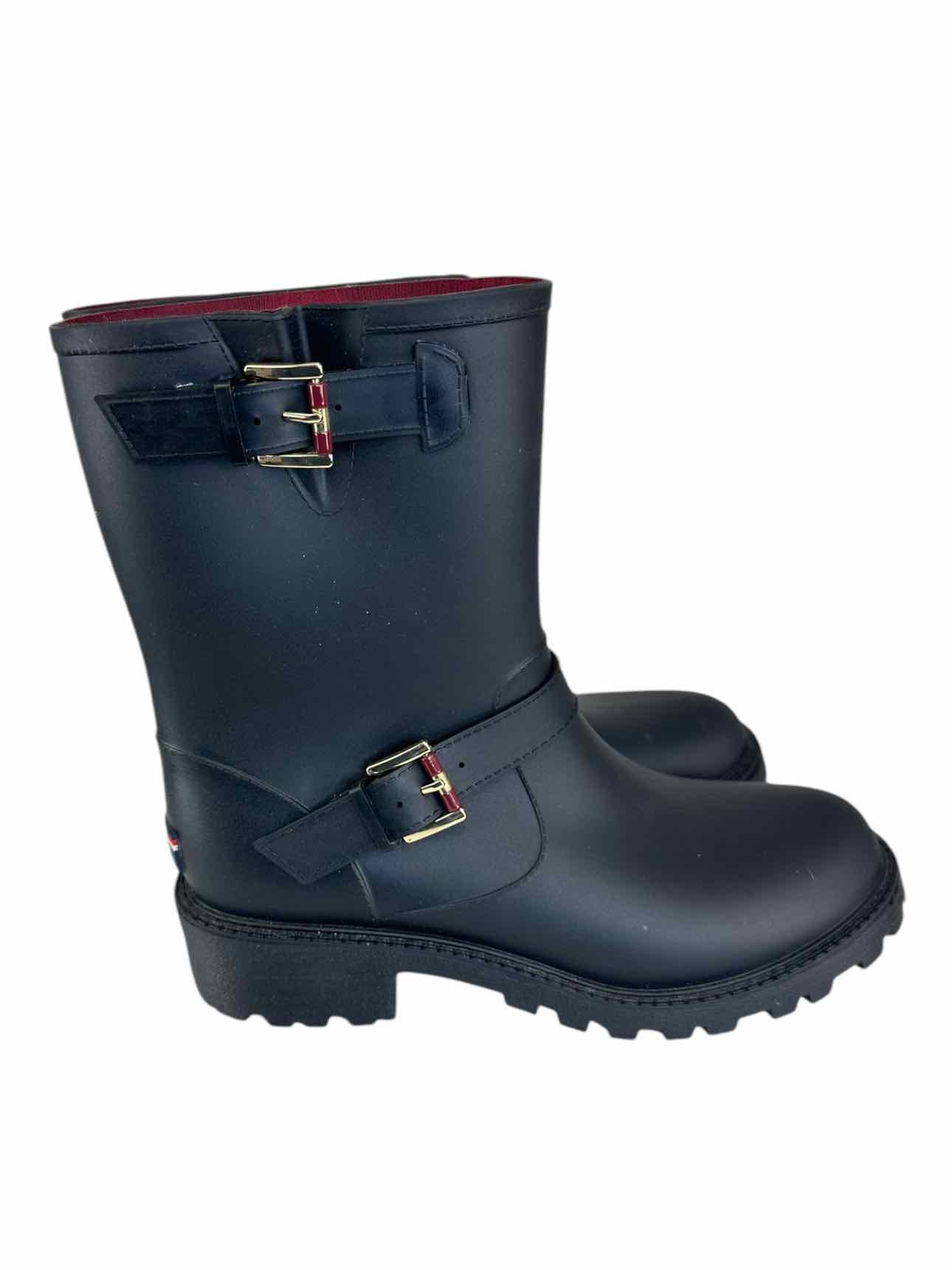 Tommy Hilfiger Black Rubber Boots Size 10