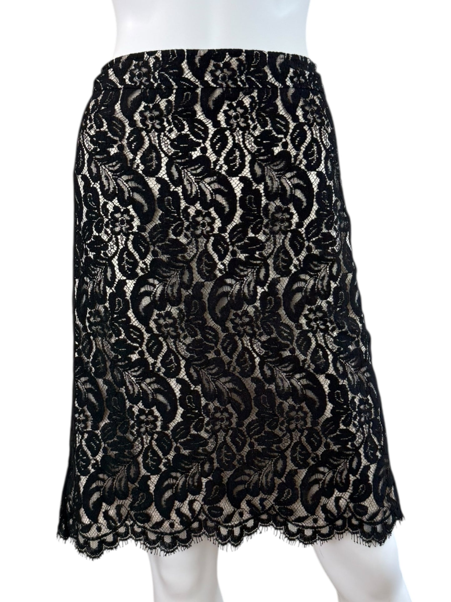 White House Black Market Black Lace Skirt Size 8