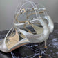 JIMMY CHOO Metallic Silver LANCE Heels Size 38.5